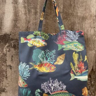 Tote bag in tessuto Pesci Capri in cotone stampato