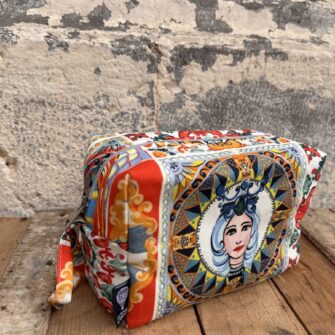 Trousse Maioliche di Sicilia in tessuto di cotone stampato