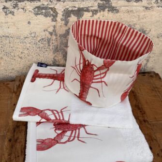 Set Bagno Aragoste coordinato con beauty case, trousse e pochette