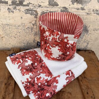 Cestino double face Coralli Rossi in puro cotone