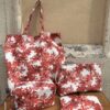 Set tote bag pochette beauty case trousse Coralli Rossi in cotone