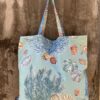 Tote bag in tessuto Corallo Caribe in cotone stampato