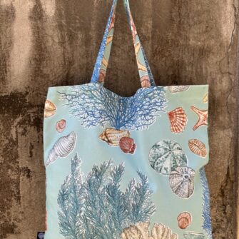 Tote bag in tessuto Corallo Caribe in cotone stampato