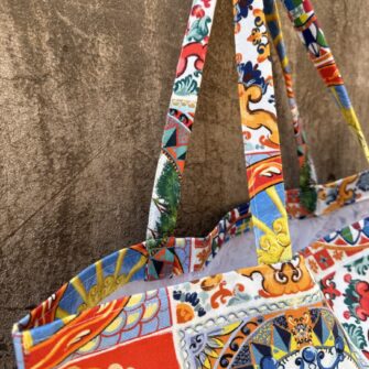 Tote bag Maioliche di Sicilia in tessuto cotone made in Italy