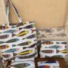 Set tote bag pochette beauty case Pesci Colorati in cotone