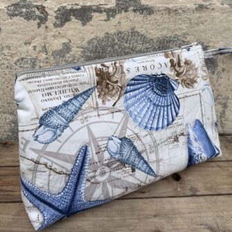 Beauty case in tessuto Conchiglie e Cavallucci in cotone stampato