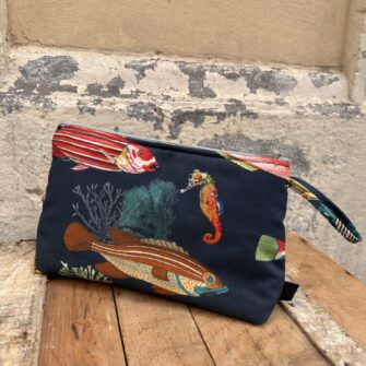 Beauty case Pesci Capri coordinabile con tote bag e pochette