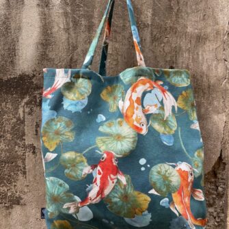 Tote bag in tessuto Carpa Koi in cotone stampato