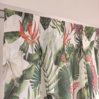 tenda lino stampa tropicale