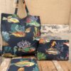 Set tote bag pochette beauty case Pesci Capri in cotone