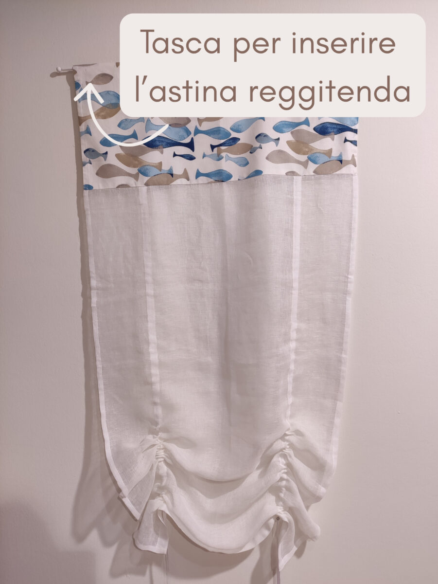 Tenda a Pacchetto a Vetro con Top Pesci Azzurri (1) Tenda a Pacchetto a Vetro con Top Pesci Azzurri astina
