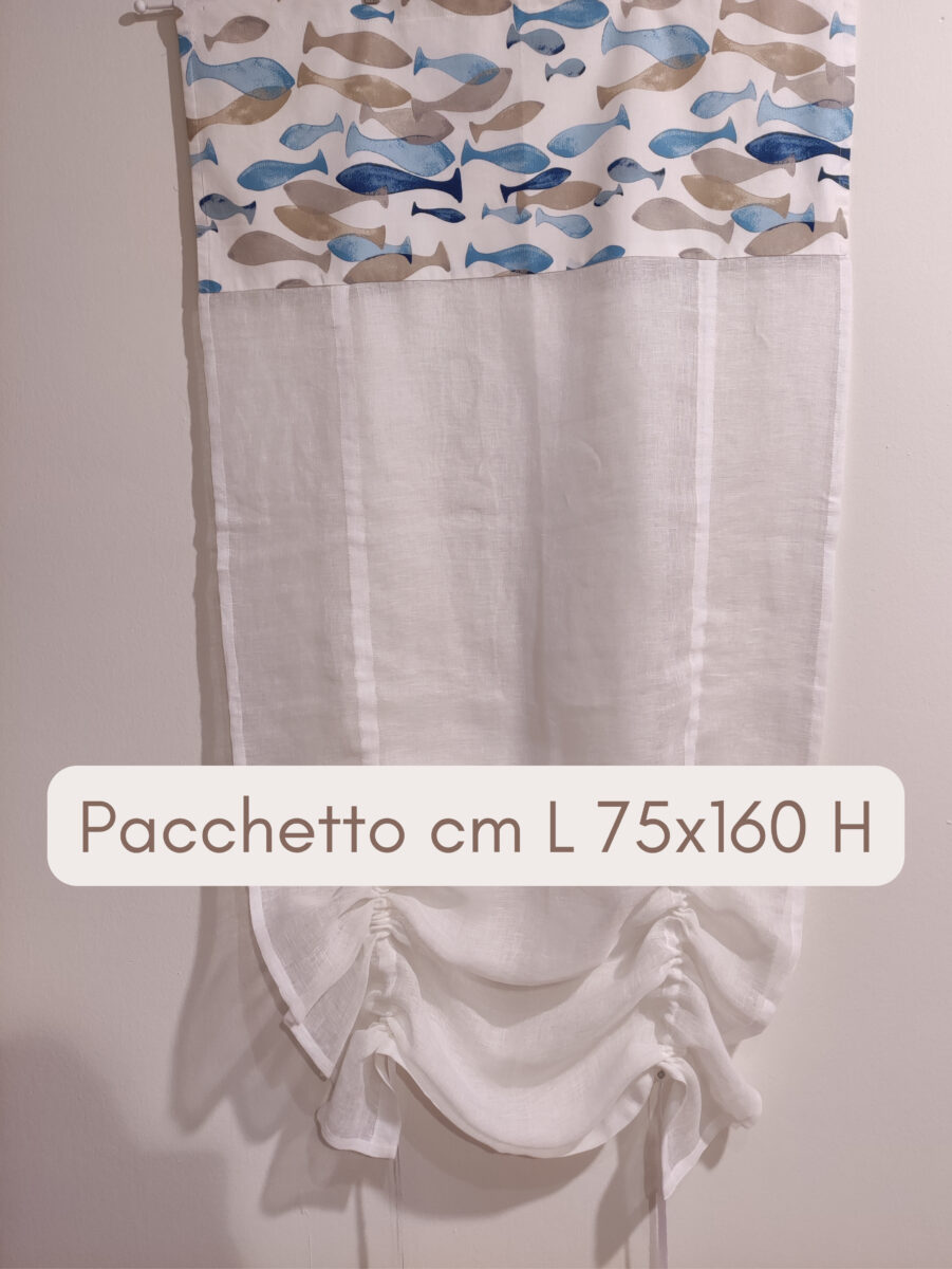 Tenda a Pacchetto a Vetro con Top Pesci Azzurri (3) Tenda a Pacchetto a Vetro con Top Pesci Azzurri misure