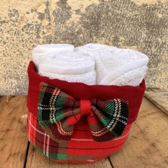 Lavette in Spugna con Cestino Tartan Rosso