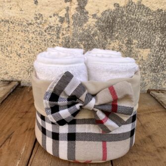 Lavette in Spugna con Cestino Tartan Naturale