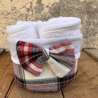 Lavette in Spugna con Cestino Tartan Bianco