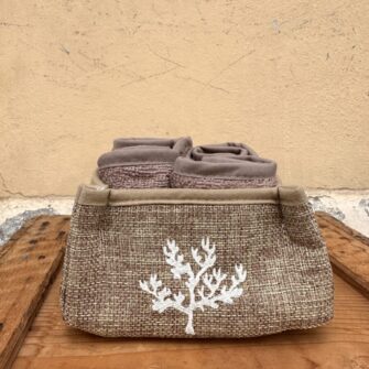 Lavette Bronzo Cestino Ricamato Corallo