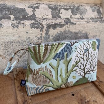 Beauty case in tessuto Acquamarina in cotone stampato