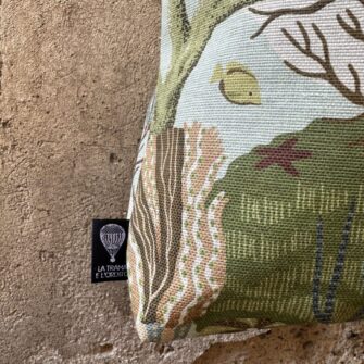 Dettaglio tote bag Acquamarina coordinabile con pochette e beauty case