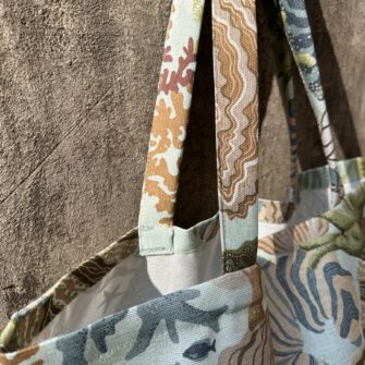 Tote bag Acquamarina in tessuto cotone stampato made in Italy