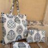Set tote bag pochette beauty case Uova Imperiali in cotone