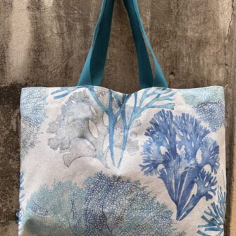 Borsa in tessuto impermeabile Corallo Azzurro in cotone resinato