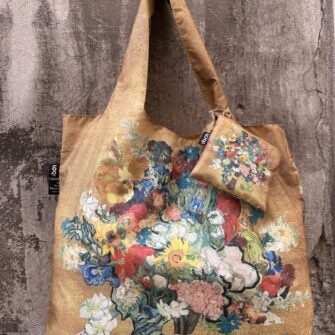 Shopper pieghevole fiori dorati