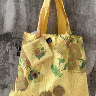 Shopper pieghevole fiori dorati di Van Gogh