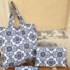 Set tote bag pochette beauty case Maioliche Azulejos in cotone