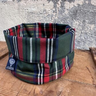 Cestino in Tessuto Tartan Verde