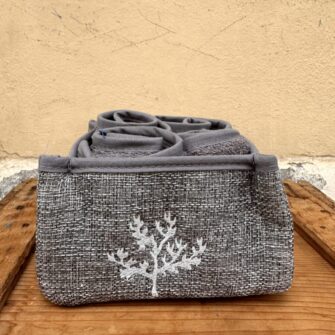 Lavette Antracite con Cestino Ricamato Corallo