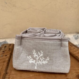 Lavette Tortora con Cestino Ricamato Corallo