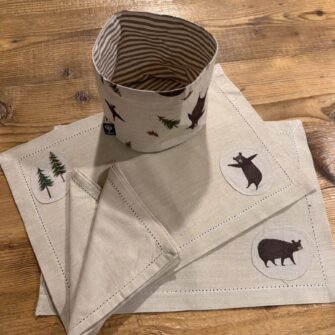 Cestino double face in cotone coordinato collezione Orsi