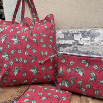 set tote bag pochette beauty case agrifoglio