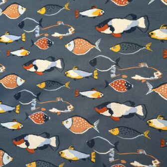 Tessuto Pesci Blu Antimacchia