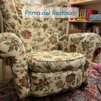 rivestimento fisso poltrona bergère prima del restauro