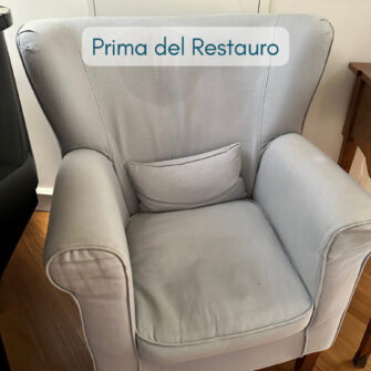 poltrona con rivestimento fisso prima del restauro