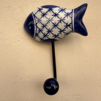 Gancio appenditutto Pesce Maiolica Blu