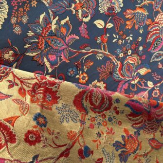 LAMPASSO-RICAMATO-double face BLU-oro