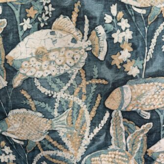 tessuto pesci batik mistolino