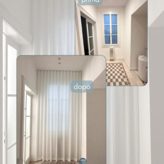 prima e dopo tenda a onda in crepe chiffon