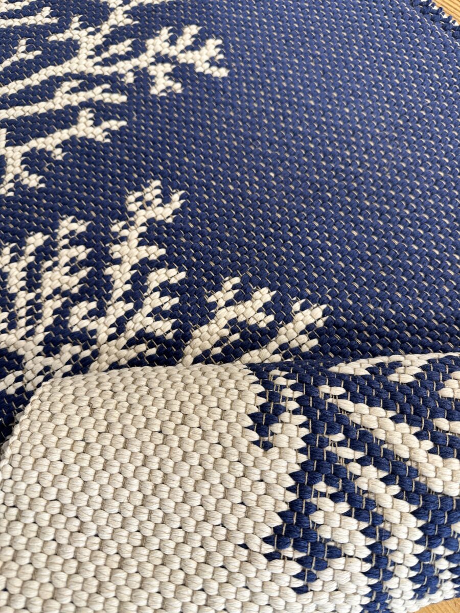tappeto da bagno tre coralli blu e bianco