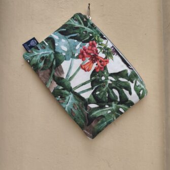 pochette foglie monstera