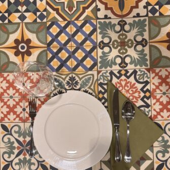 Tovaglia Antimacchia Maioliche per 6,8,10 persone