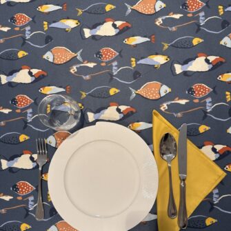 Tovaglia Antimacchia Pesci Blu PER 6-8-10 PERSONE