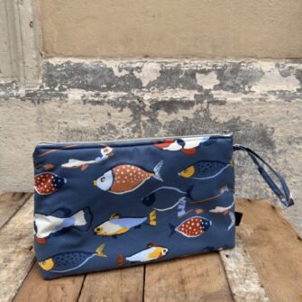 Beauty Case Impermeabile Pesci Blu