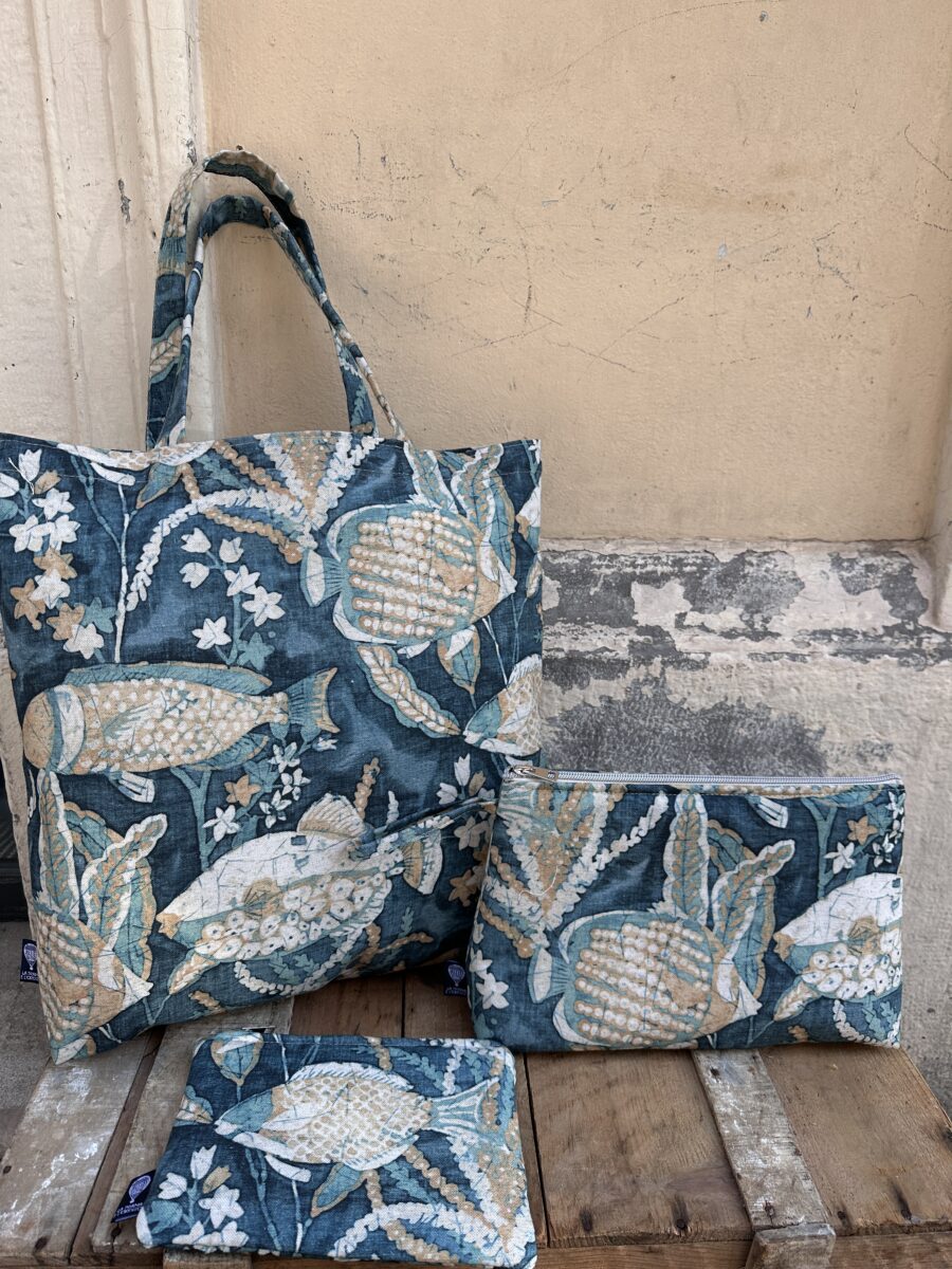 set tote bag beauty e pochette pesci batik (1) Set Pesci Batik