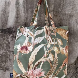 Tote bag in cotone Botanico Lime Wash con fantasia floreale